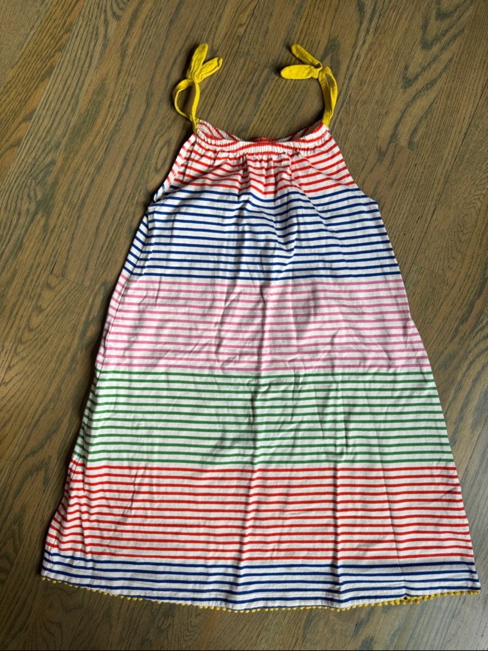 Mini Boden Yellow-strapped Multi-color Striped Sundress